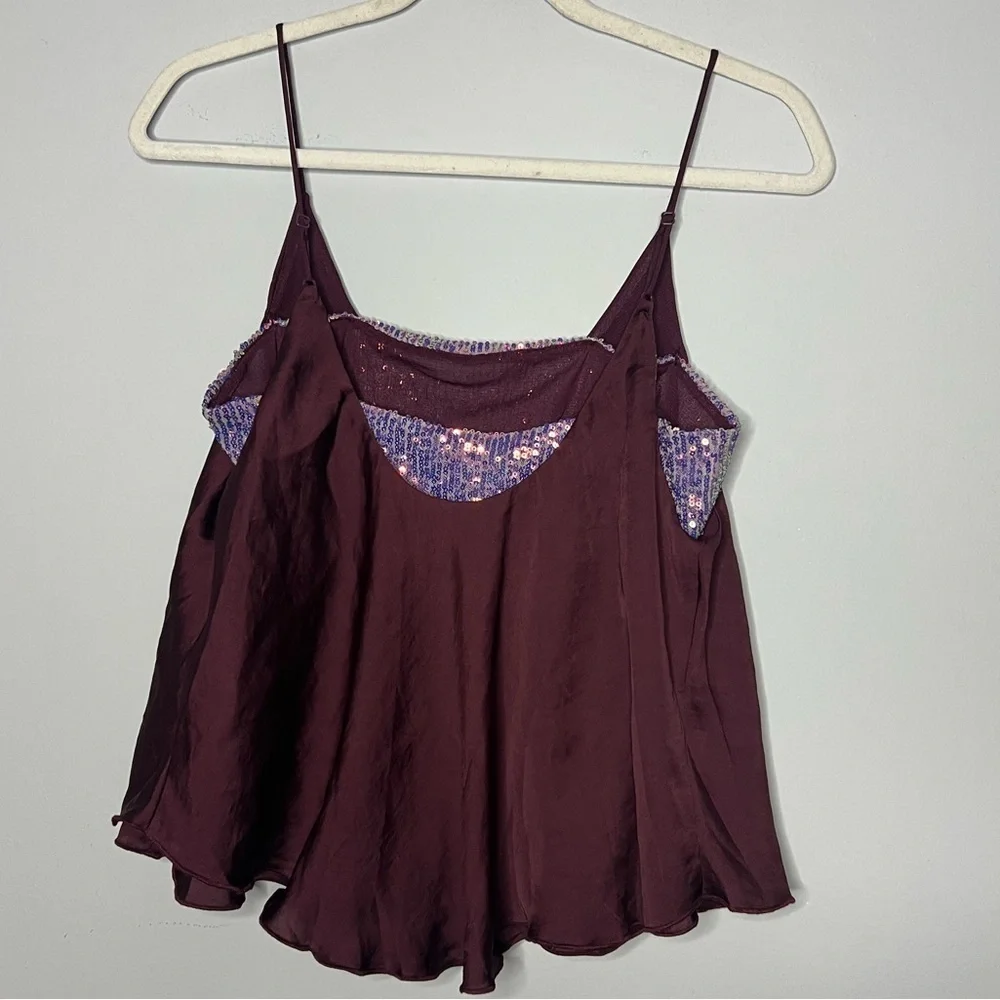 Free People Turn It On Cami with sequin layer Medium